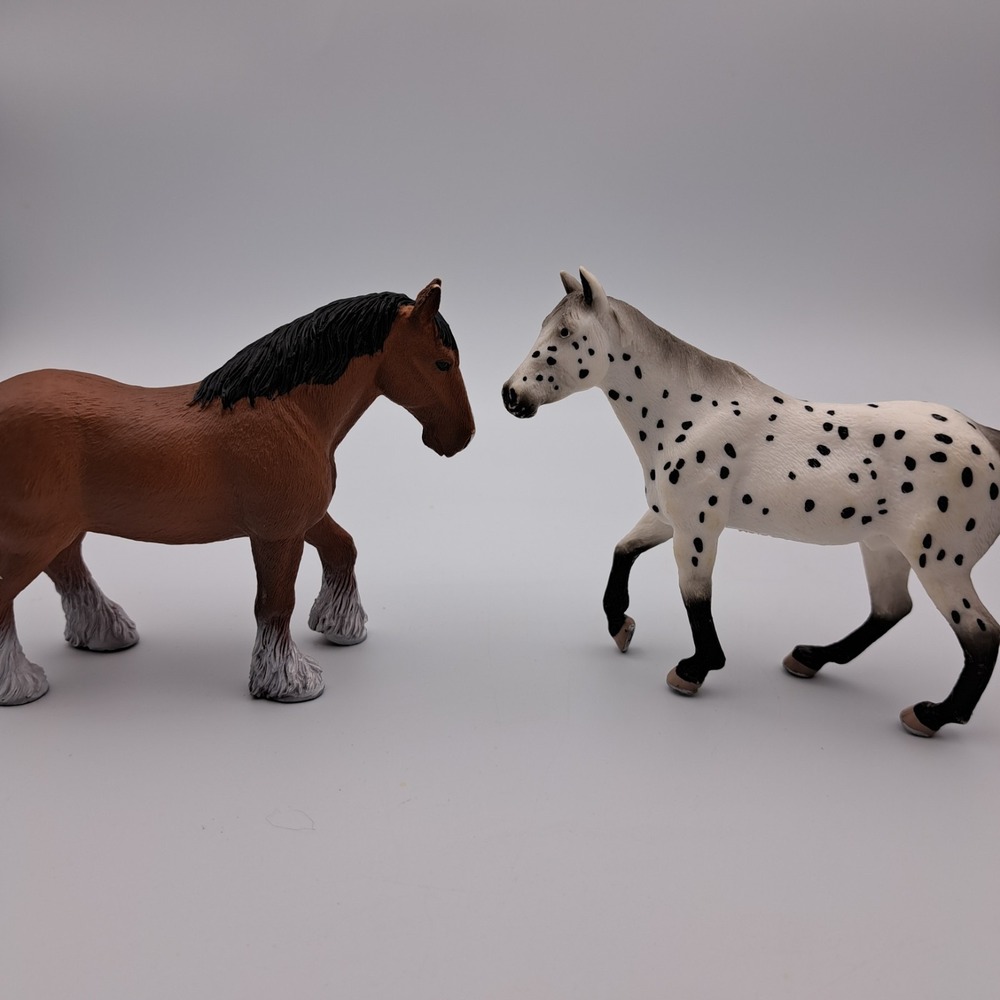 MOJO Appaloosa Stallion & Clydesdale Horse Figure Lot